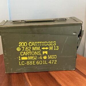 Military 7.62mm Ammo Can M13 Linked Cartridge Steel Storage Box Military Surplus